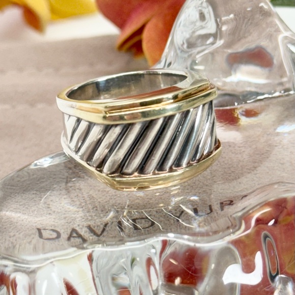 David Yurman Cigar Band Cable Ring .925/14K - Picture 2 of 11